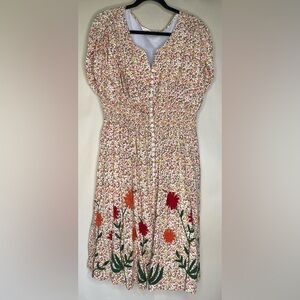 Cotton Embroidered Ditzy Floral Cap Sleeve Dress Wayward Fancies Sz L/XL